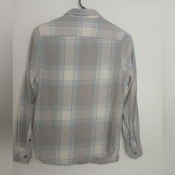 Plaid Button-Up Shirt in Gray and Blue - Picture 3 of 5